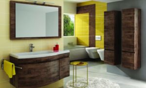 drewniane meble w nowoczesnej łazience